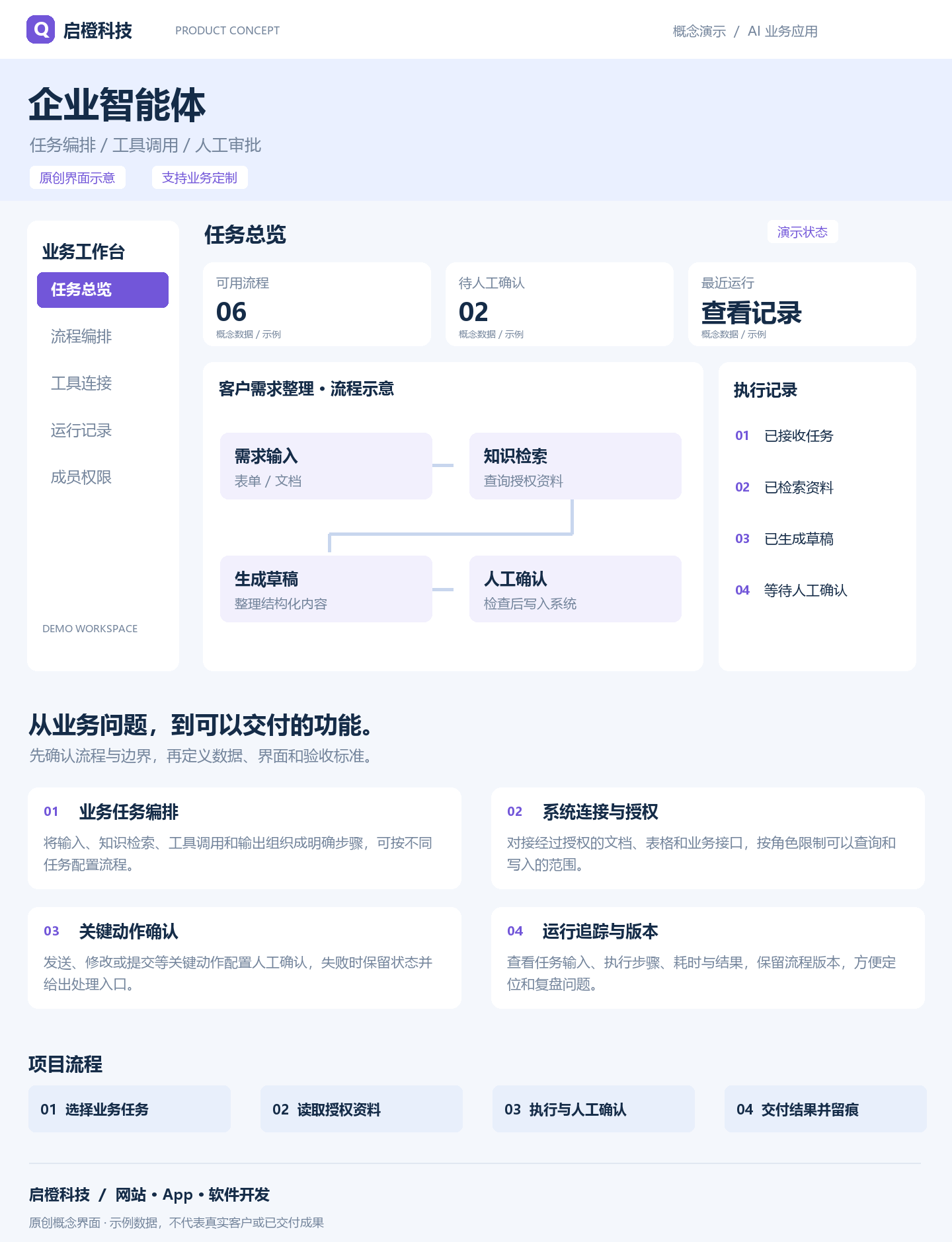 AI 智能体 &middot; 企业流程工作台