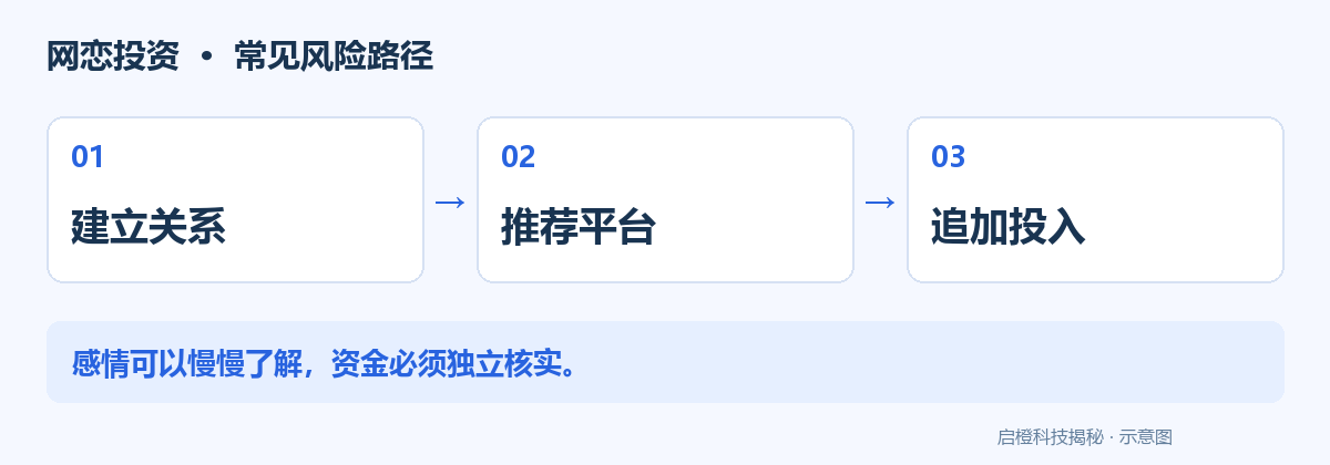 网上恋人带你投资：把感情信任与资金决定分开：风险流程示意图