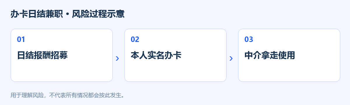 办卡日结兼职风险过程示意图