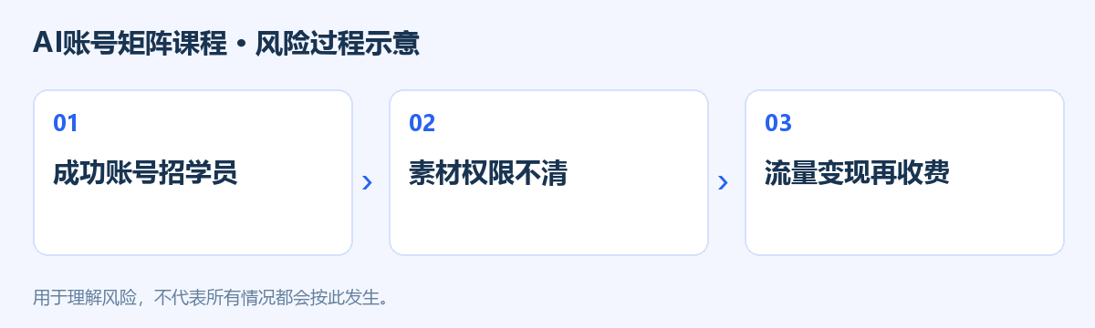 AI账号矩阵课程风险过程示意图