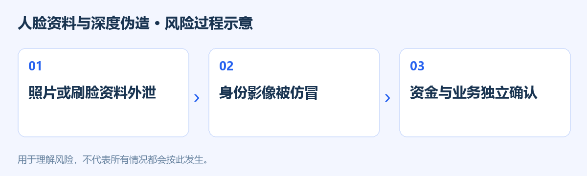 人脸资料与深度伪造风险过程示意图