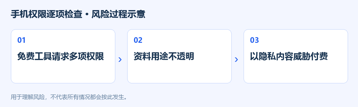 手机权限逐项检查风险过程示意图