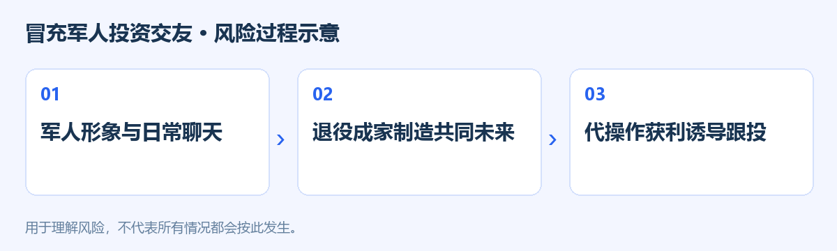 冒充军人投资交友风险过程示意图